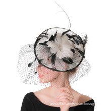 Blush Silk Flower Feather Mesh Net Fascinators Wedding Cocktail Bridal Hair Accessories